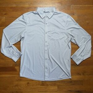 Travis Mathew Performance Shirt 2XL Grey Gingham Long Sleeve Golf Stretch Button